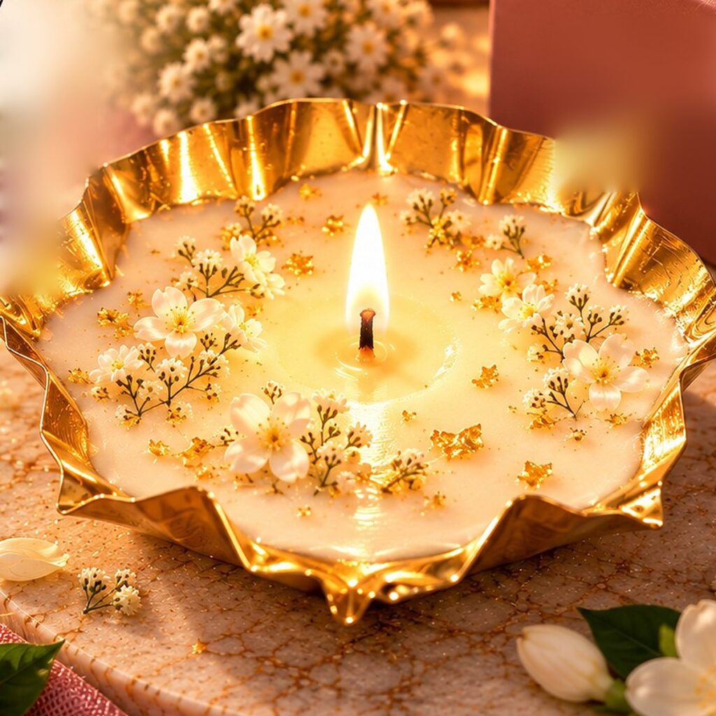 Golden Petal Glow candle