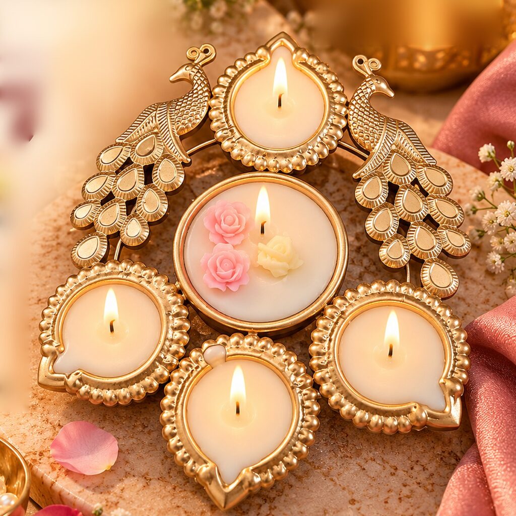 Royal Peacock Diya candle
